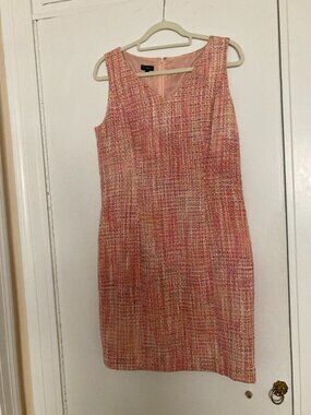 Talbots Pink/Peach Tweed Sleeveless Lined Sheath Dress size 10